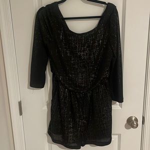 Gianni bini romper, dipped cowl back - black with gold accents